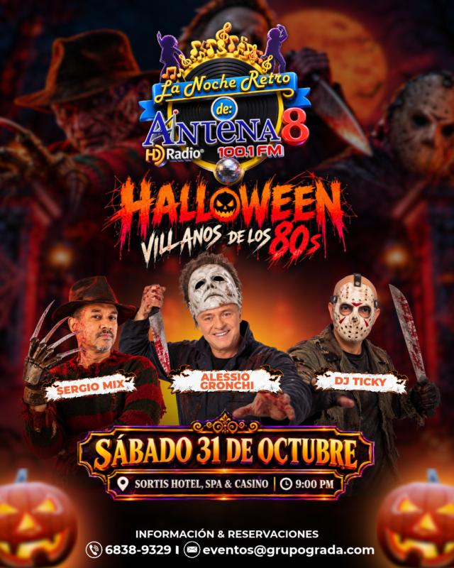 Noche Retro Halloween Villanos 80s