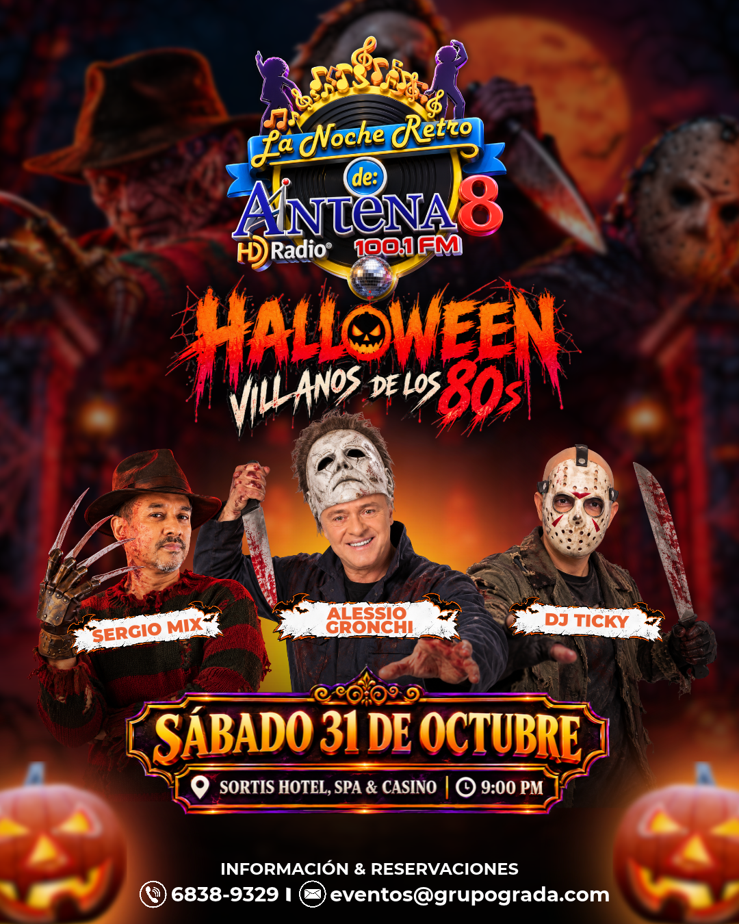 NOCHE RETRO HALLOWEEN Noche Retro Halloween Villanos 80s
